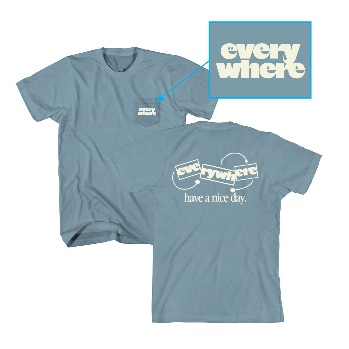 pocket t - "hand" - ice blue