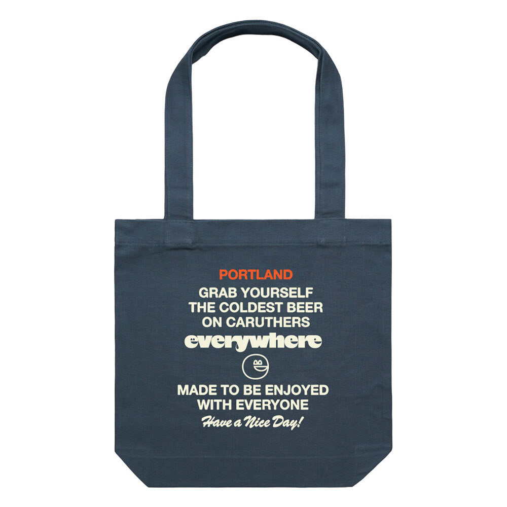 tote bag - coldest beer pdx - petrol blue
