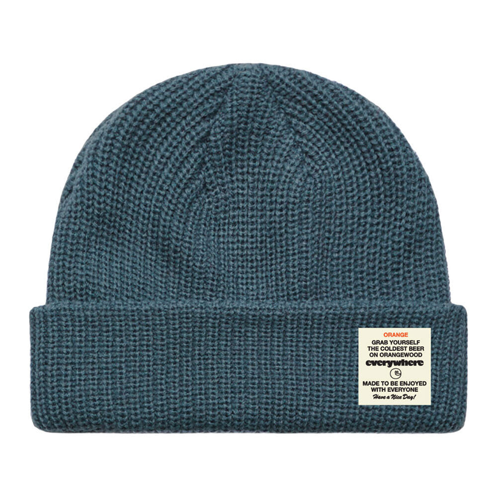 woven patch beanie - coldest beer - orange