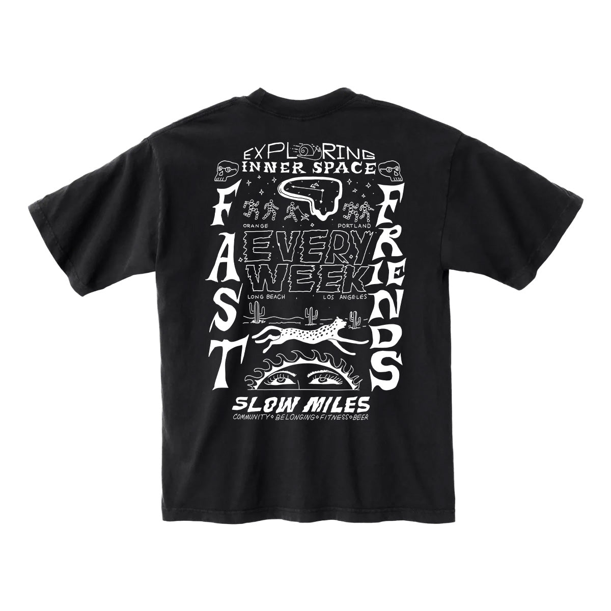 fast friends t-shirt - exploring inner space - black