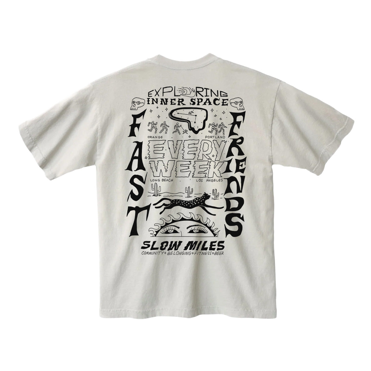 fast friends t-shirt - exploring inner space - concrete
