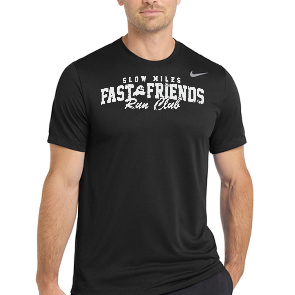 fast friends x nike performance t-shirt - run club - mens black