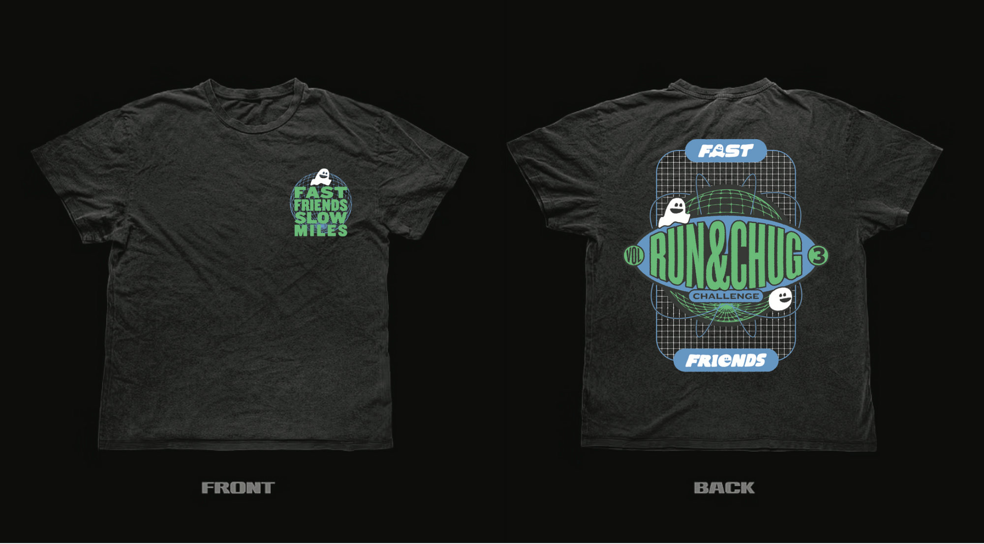 fast friends t-shirt - "run & chug" - black